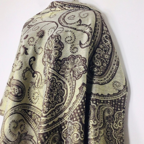 Pashmina gold tan fringe scarf women - Picture 1 of 8